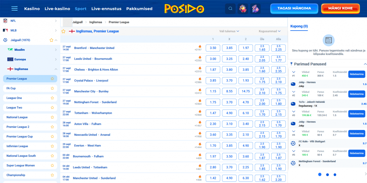 Posido spordiennustuse kasutajaliides